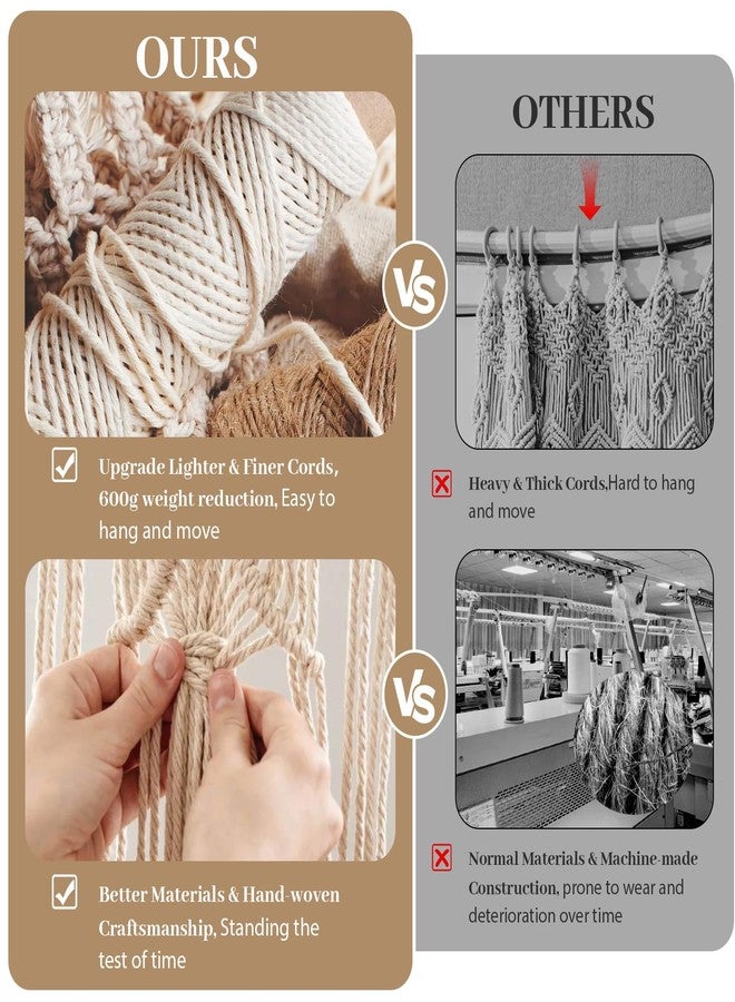 Boshen Macrame Boho Handmade Curtain, 1 Panel Tassels Doorway Window Wall Decor, 100% Cotton Art Craftsmanship Room Divider Wall Hanging for Bedroom, Living Room, Wedding, 75" L x 59" W Kakki - Image 5